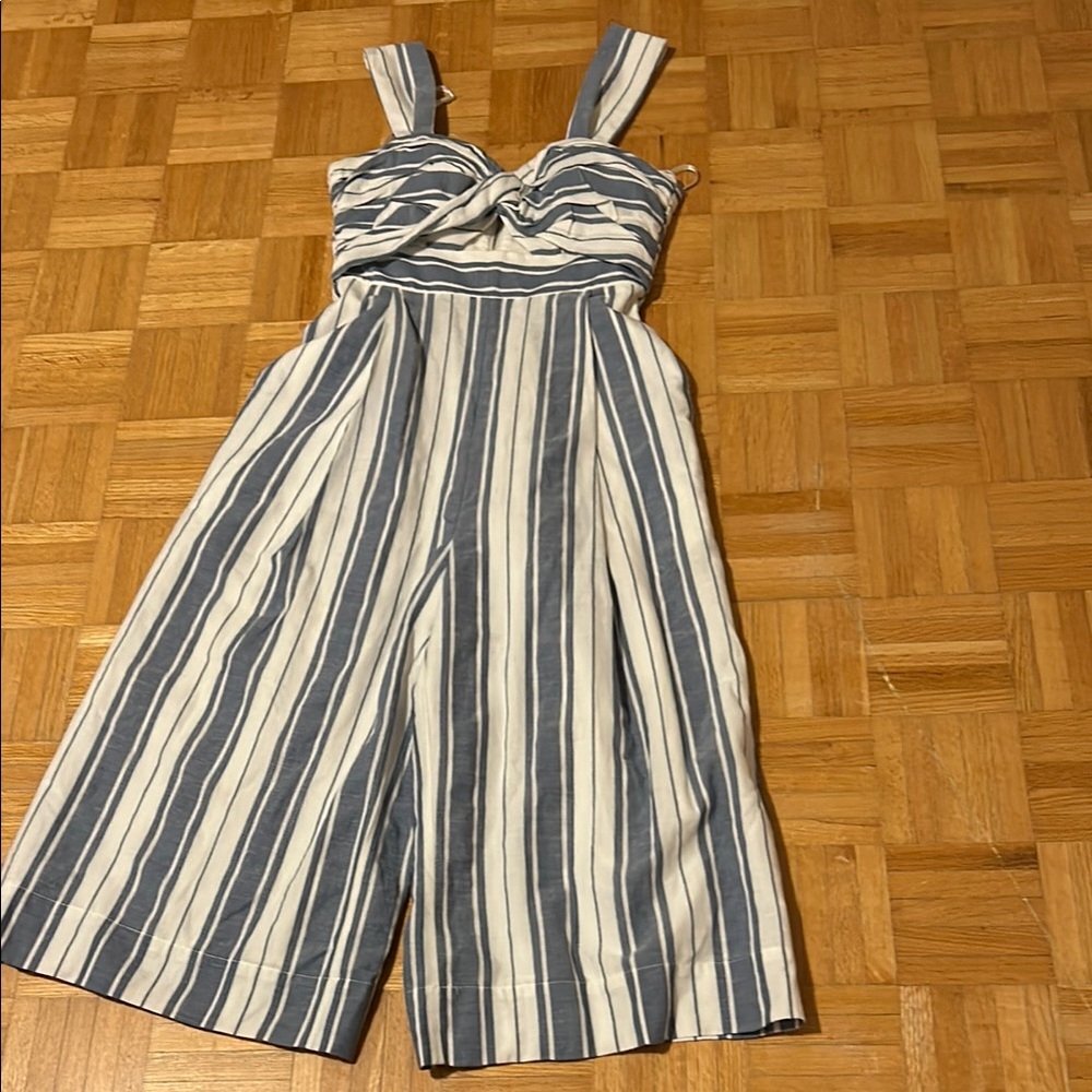 Sheike Striped Blue and White Jumpsuit. NWOT